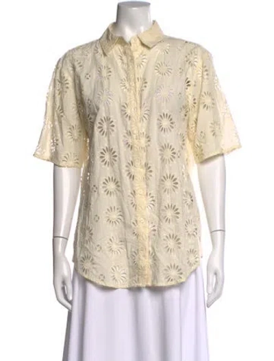 Pre-owned Ba&sh Floral Print Short Sleeve Blouse In Neutrals