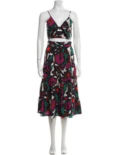 Pre-owned Ba&sh Floral Print Skirt Set In Green