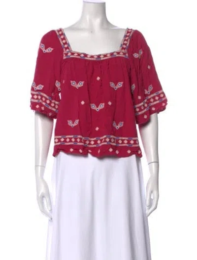 Pre-owned Ba&sh Floral Print Square Neckline Blouse In Pink