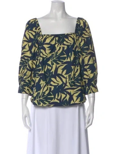 Pre-owned Ba&sh Floral Print Square Neckline Blouse W/ Tags In Multi
