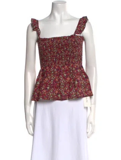 Pre-owned Ba&sh Floral Print Square Neckline Crop Top W/ Tags In Multi