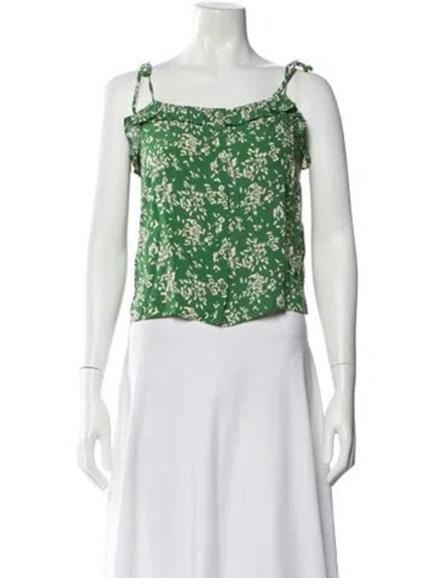 Pre-owned Ba&sh Floral Print Square Neckline Top In Black