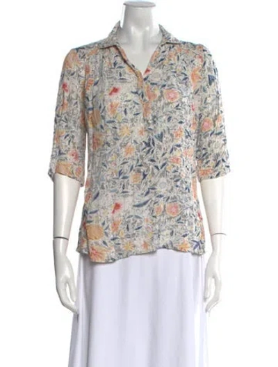 Pre-owned Ba&sh Floral Print Three-quarter Sleeve Blouse