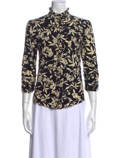 Pre-owned Ba&sh Floral Print Three-quarter Sleeve Blouse In Neutrals