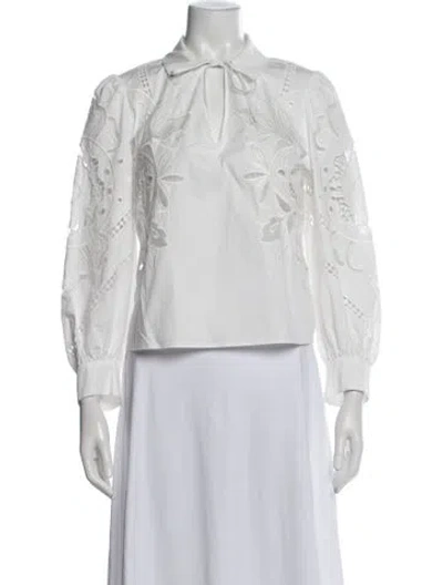 Pre-owned Ba&sh Floral Print Tie Neck Blouse In Neutrals