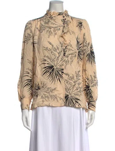 Pre-owned Ba&sh Floral Print Tie Neck Blouse In Pink