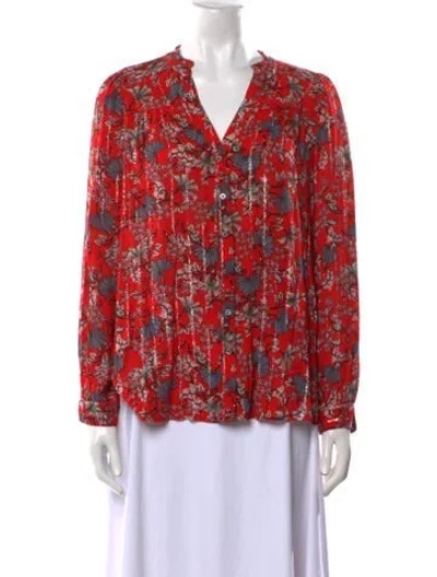Pre-owned Ba&sh Floral Print V-neck Blouse