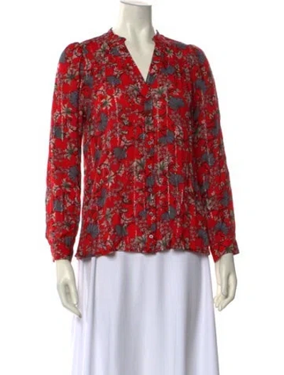 Pre-owned Ba&sh Floral Print V-neck Blouse