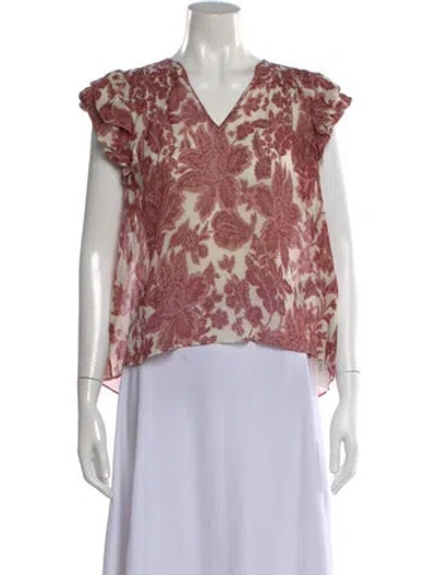 Pre-owned Ba&sh Floral Print V-neck Blouse