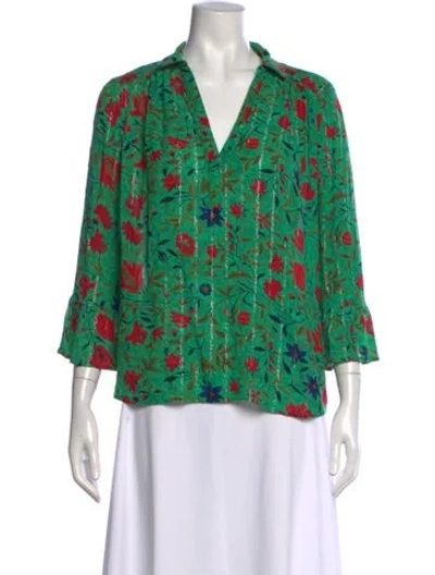 Pre-owned Ba&sh Floral Print V-neck Blouse