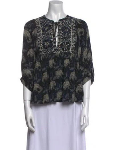 Pre-owned Ba&sh Floral Print V-neck Blouse In Multi