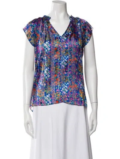 Pre-owned Ba&sh Floral Print V-neck Blouse In Multi