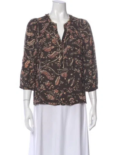 Pre-owned Ba&sh Floral Print V-neck Blouse In Multi