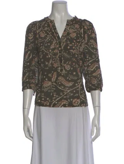 Pre-owned Ba&sh Floral Print V-neck Blouse In Multi