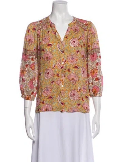 Pre-owned Ba&sh Floral Print V-neck Blouse In Multi