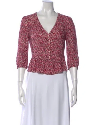Pre-owned Ba&sh Floral Print V-neck Blouse In Multi