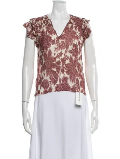 Pre-owned Ba&sh Floral Print V-neck Blouse In Multi