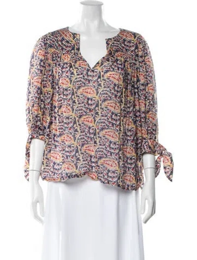 Pre-owned Ba&sh Floral Print V-neck Blouse In Multi