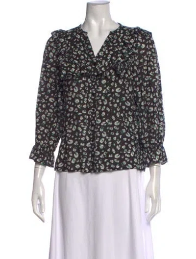 Pre-owned Ba&sh Floral Print V-neck Blouse In Multi