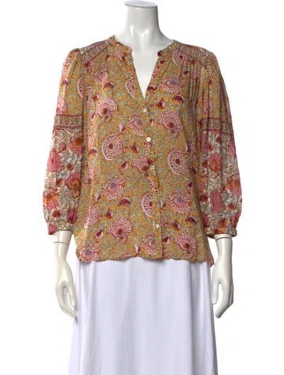 Pre-owned Ba&sh Floral Print V-neck Blouse In Multi
