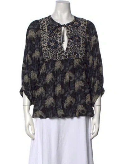 Pre-owned Ba&sh Floral Print V-neck Blouse In Multi