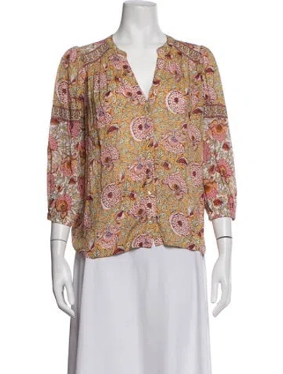 Pre-owned Ba&sh Floral Print V-neck Blouse In Multicolor