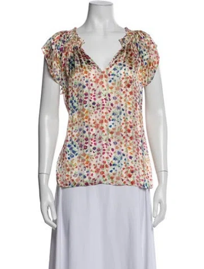 Pre-owned Ba&sh Floral Print V-neck Blouse In Multicolor