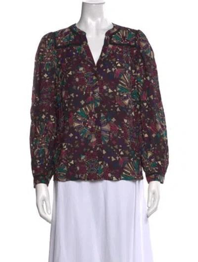 Pre-owned Ba&sh Floral Print V-neck Blouse In Multicolor