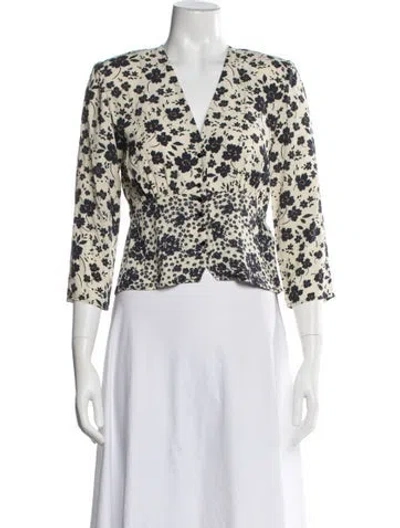 Pre-owned Ba&sh Floral Print V-neck Blouse In Neutrals
