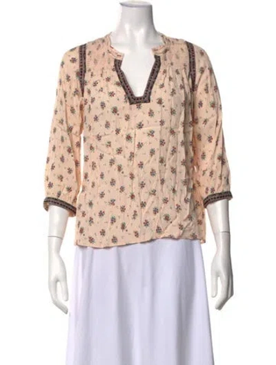 Pre-owned Ba&sh Floral Print V-neck Blouse In Neutrals