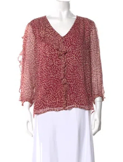 Pre-owned Ba&sh Floral Print V-neck Blouse In Pink