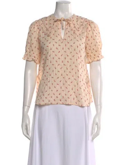 Pre-owned Ba&sh Floral Print V-neck Blouse In Pink