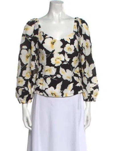 Pre-owned Ba&sh Floral Print V-neck Blouse W/ Tags In Multi