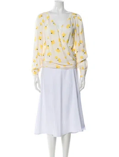 Pre-owned Ba&sh Floral Print V-neck Blouse In White