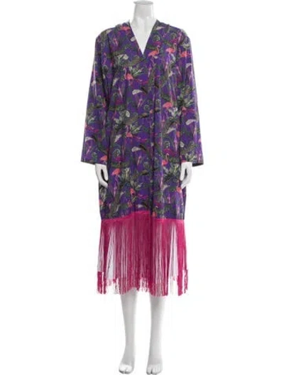 Pre-owned Ba&sh Floral Print V-neck Sweater In Purple