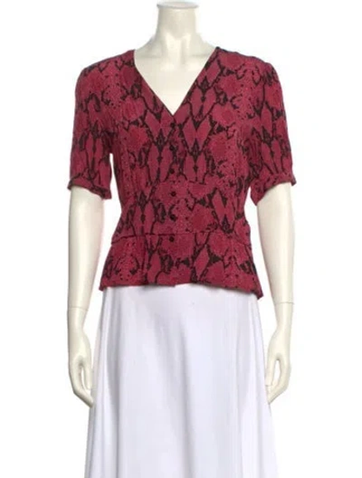 Pre-owned Ba&sh Floral Print V-neck Top In Pink