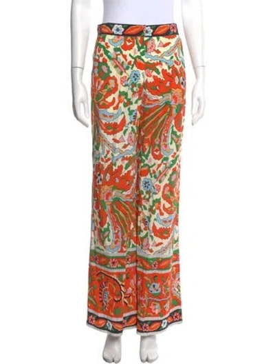 Pre-owned Ba&sh Floral Print Wide Leg Pants In Orange
