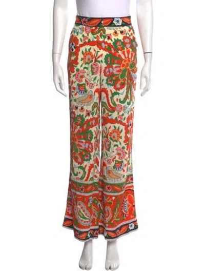 Pre-owned Ba&sh Floral Print Wide Leg Pants In Orange