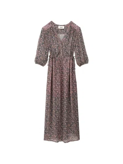 Ba&sh Floral-print Drawstring-waist Midi Dress In Multi