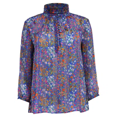Ba&sh Ba & Sh Floral-print Mock Neck Blouse In Multicolor Polyester