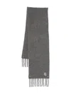 Ba&sh Fringed Embroidered-logo Scarf In Gray