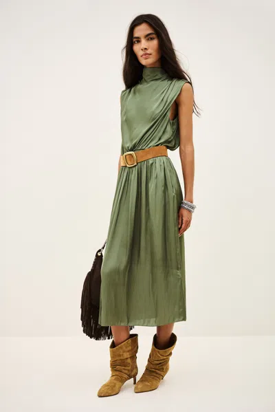 Ba&sh Funnel Neck Collar Dress Celea For Women In Green