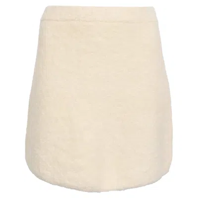 Ba&sh Ba & Sh Fur-accent Mini Skirt In Cream Alpaca Wool In White
