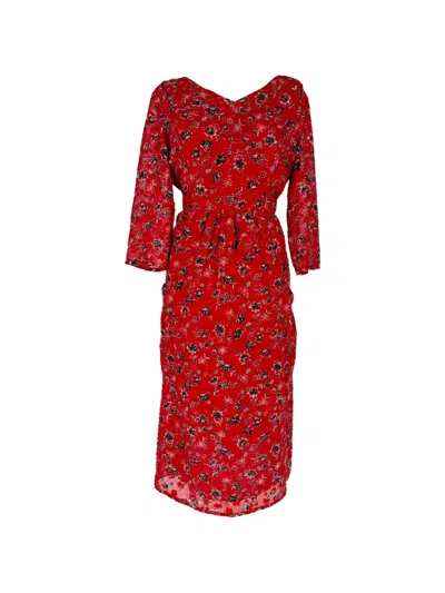 Pre-owned Ba&sh Galvin Floral-print Dress In Red