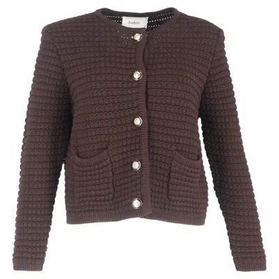 Ba&sh Ba & Sh Gaspard Crochet-knit Cardigan In Brown Cotton