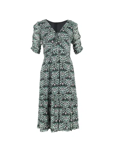 Pre-owned Ba&sh Gathered-sleeve Midi Dress In Black