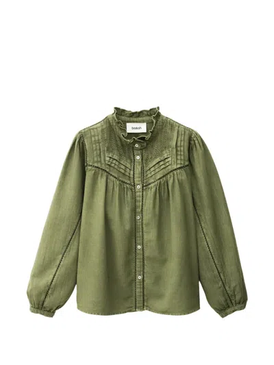 Ba&sh Gilda Broderie-anglaise Ruffled Blouse In Green