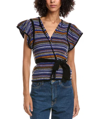 Ba&sh Gilet Wool-blend Wrap Top In Blue