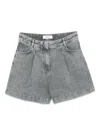 Ba&sh Gilou Pleated Denim Shorts In Gray