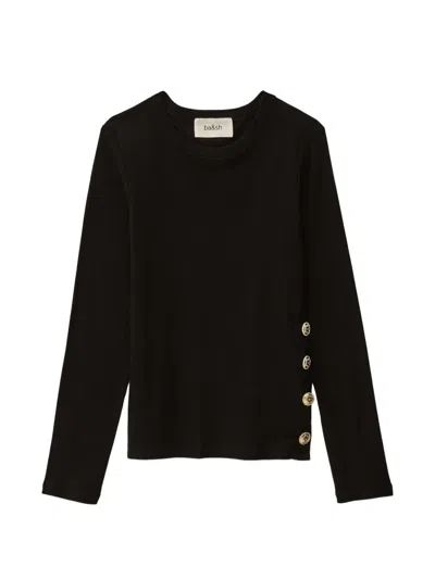 Ba&sh Giulia Buttoned-detail Long-sleeve Top In Black